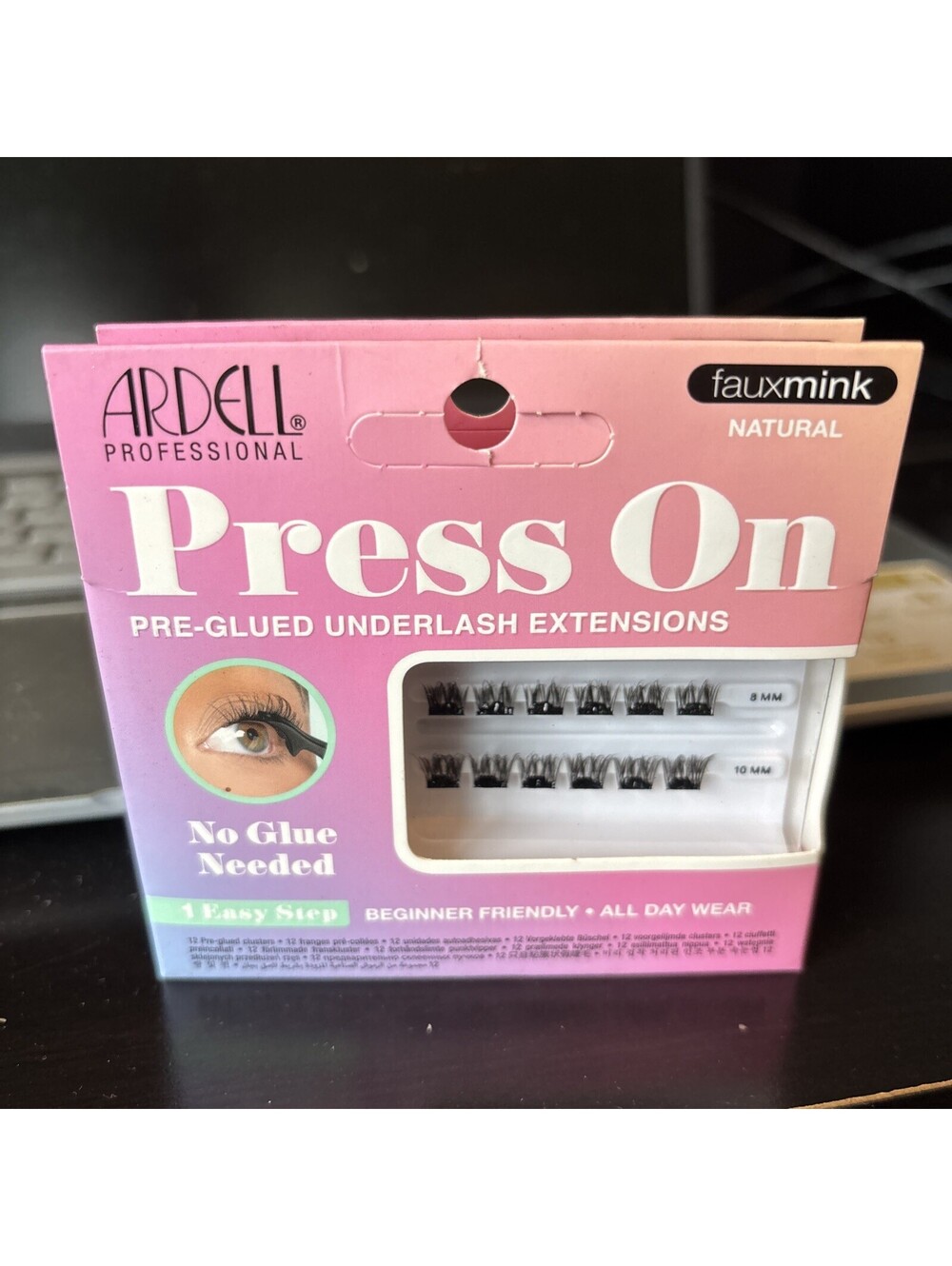 Ardell Press On Pre-Glued Underlash Extensions fauxmink Natural Black Reusable